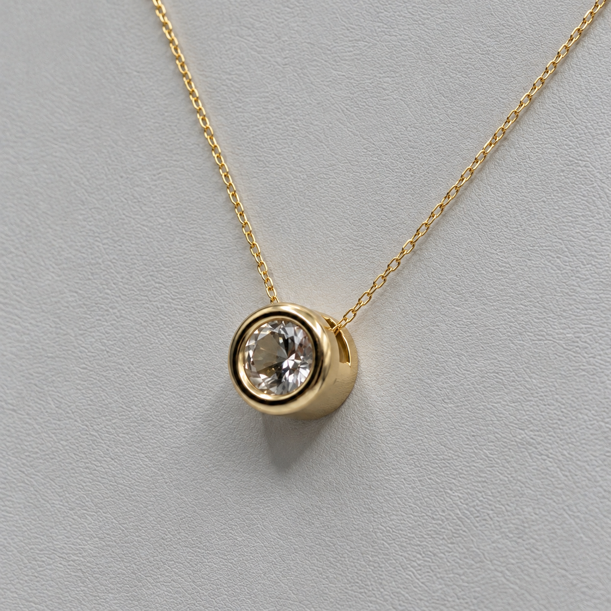 Bezel Set Lab Grown Diamond Solitaire Slider Necklace