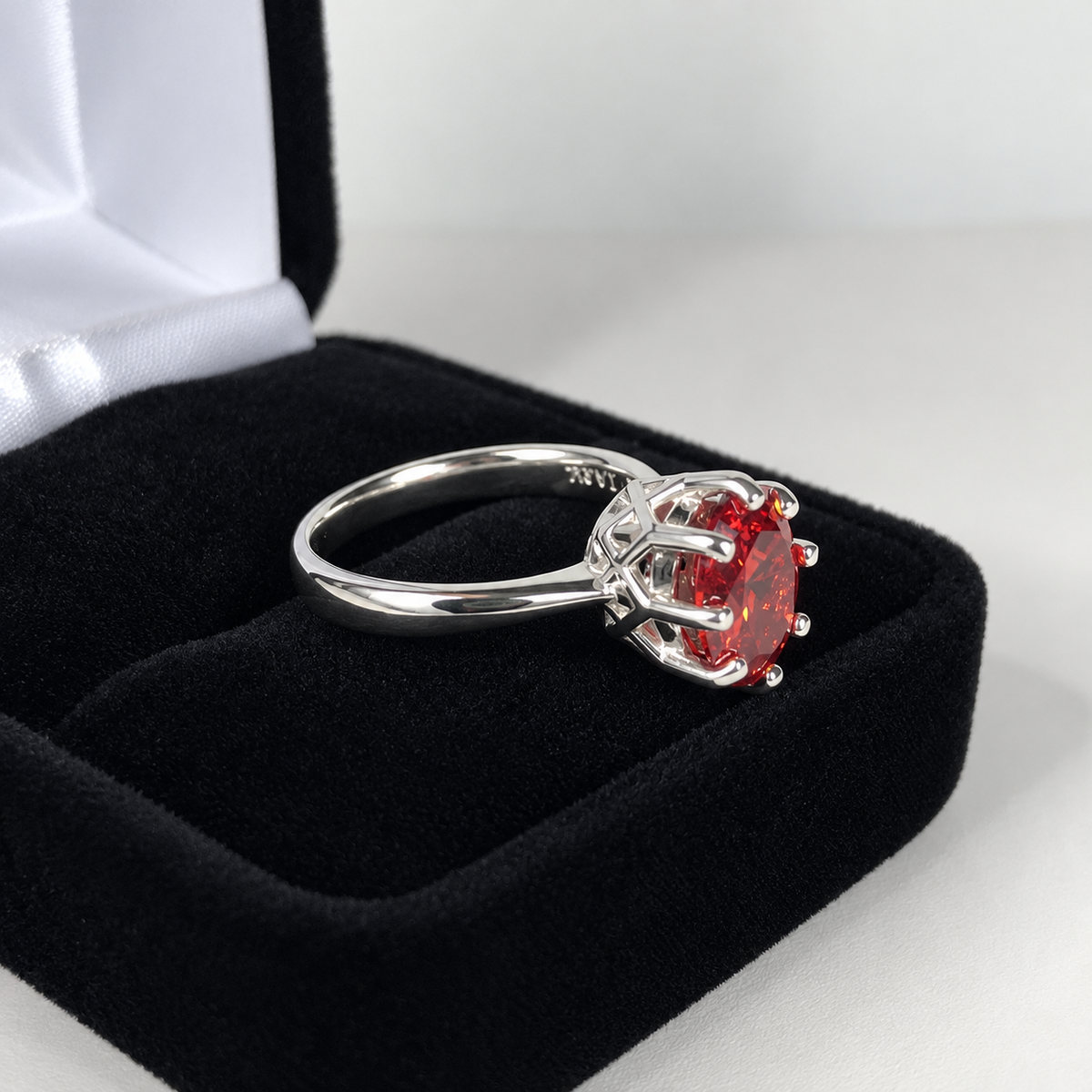 3ct Oval Cut Padparadscha Sapphire Solitaire Ring