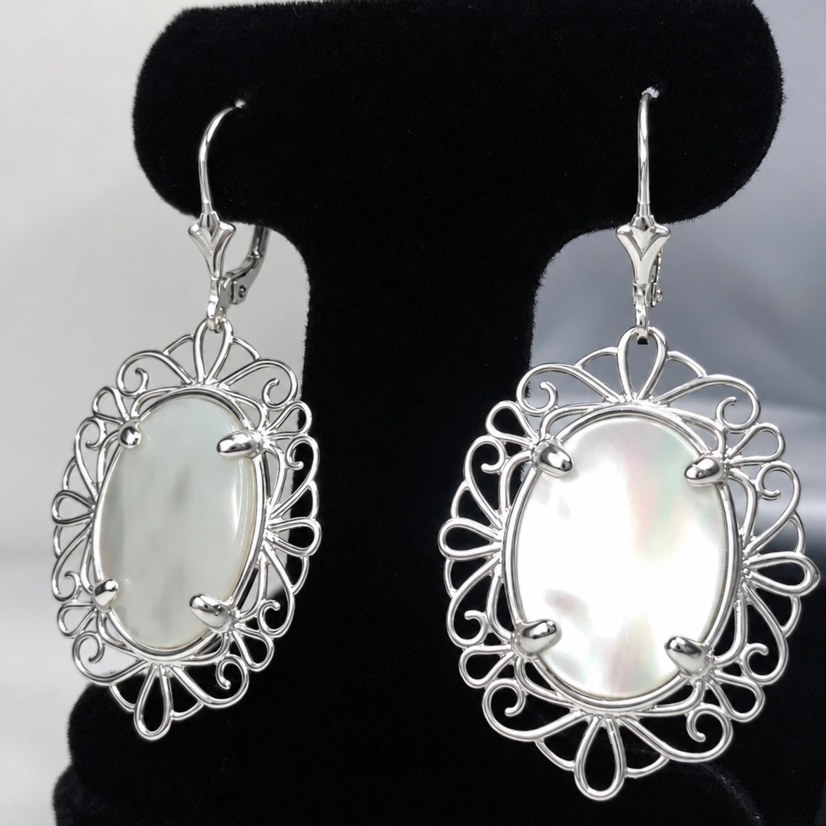 Mother of Pearl Filigree Dangle Earrings