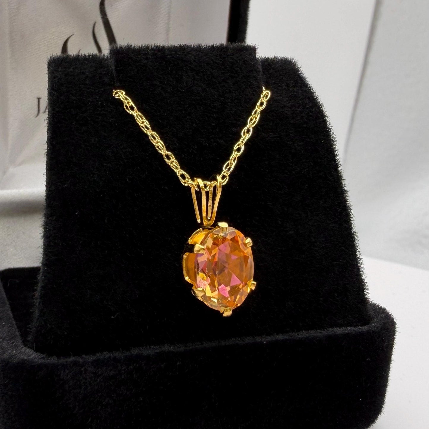 2ct Oval Sunset Topaz Necklace in 14k Yellow Gold Filled