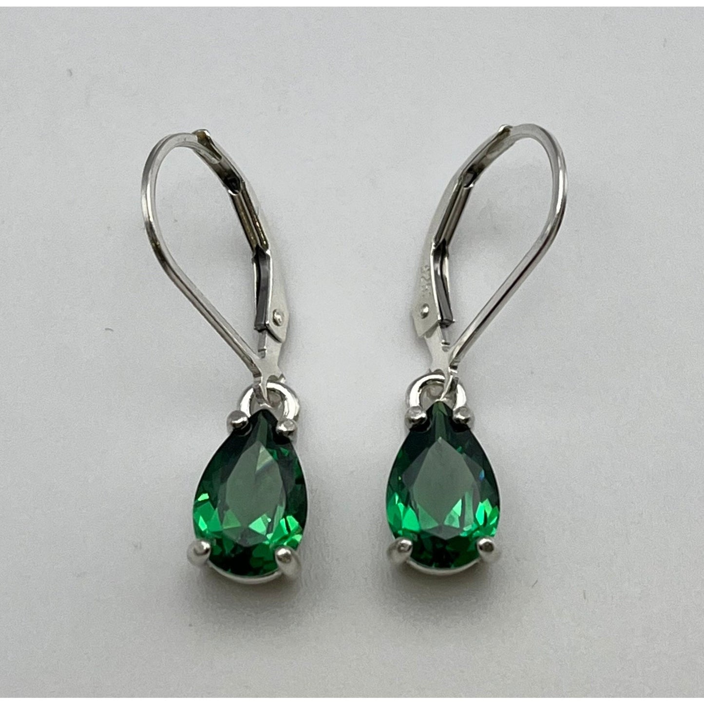 Beautiful 3ct Pear Cut Emerald Earrings Teardrop Emerald Earrings