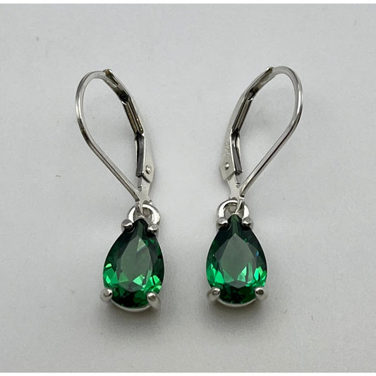 Beautiful 3ct Pear Cut Emerald Earrings Teardrop Emerald Earrings