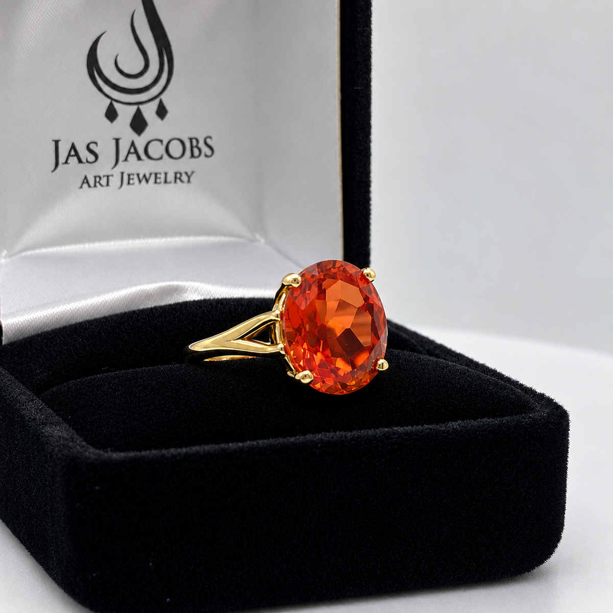 5ct Orange Padparadscha Sapphire Solitaire Ring