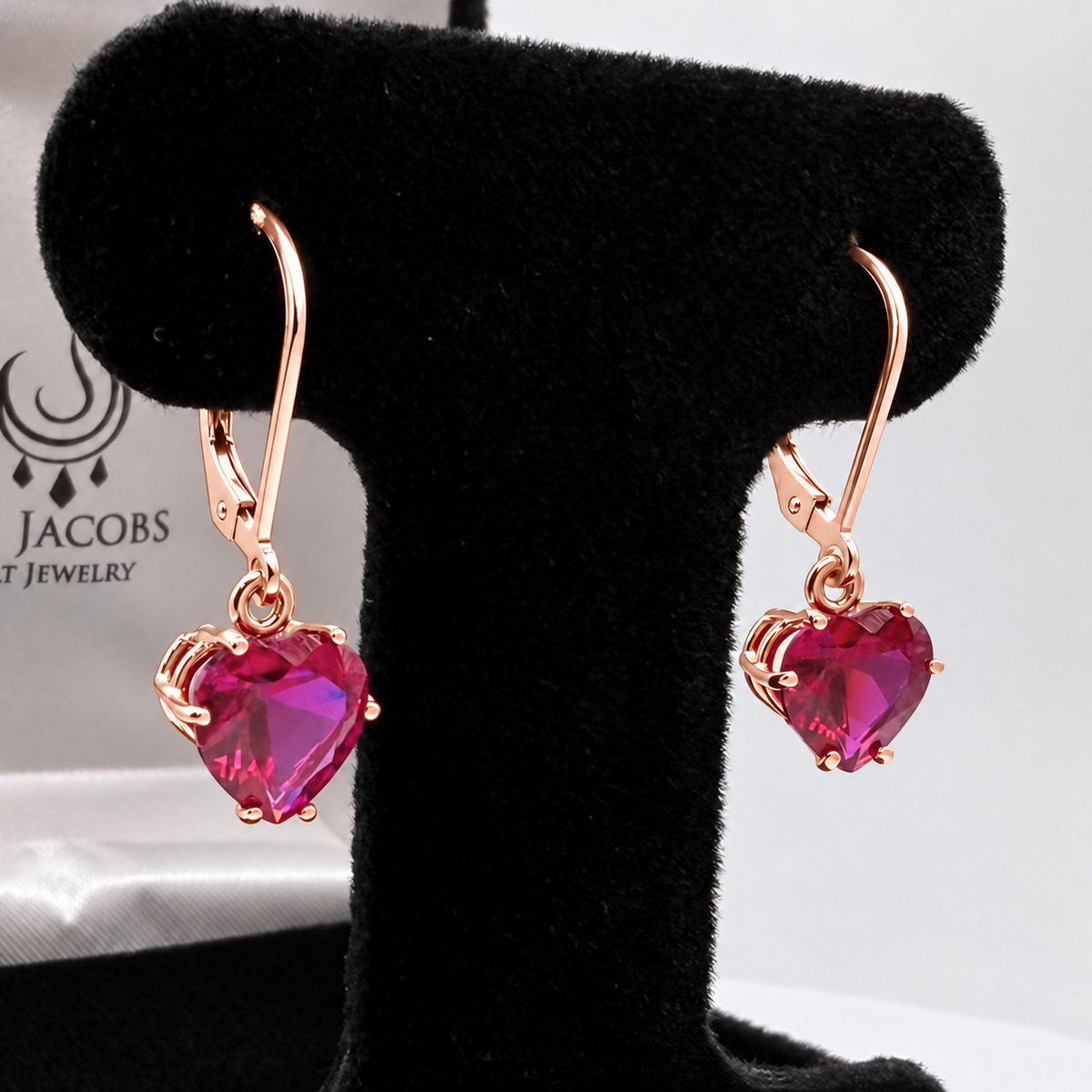 4ctw Heart Cut Ruby Dangle Earrings