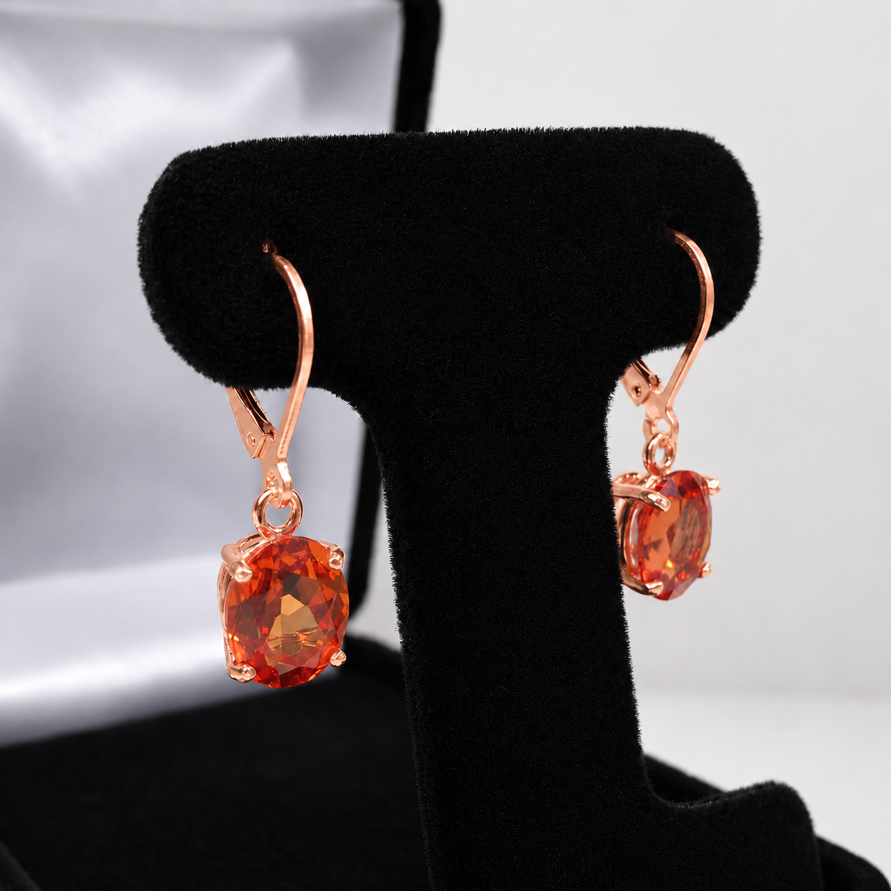 6ctw Oval Cut Orange Padparadscha Sapphire Leverback Earrings