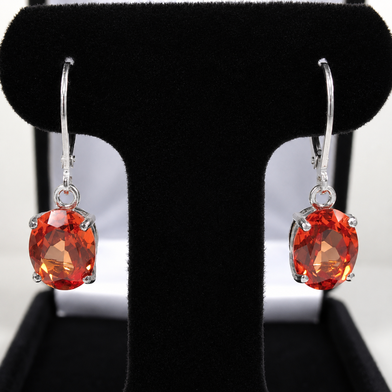 6ctw Oval Cut Orange Padparadscha Sapphire Leverback Earrings