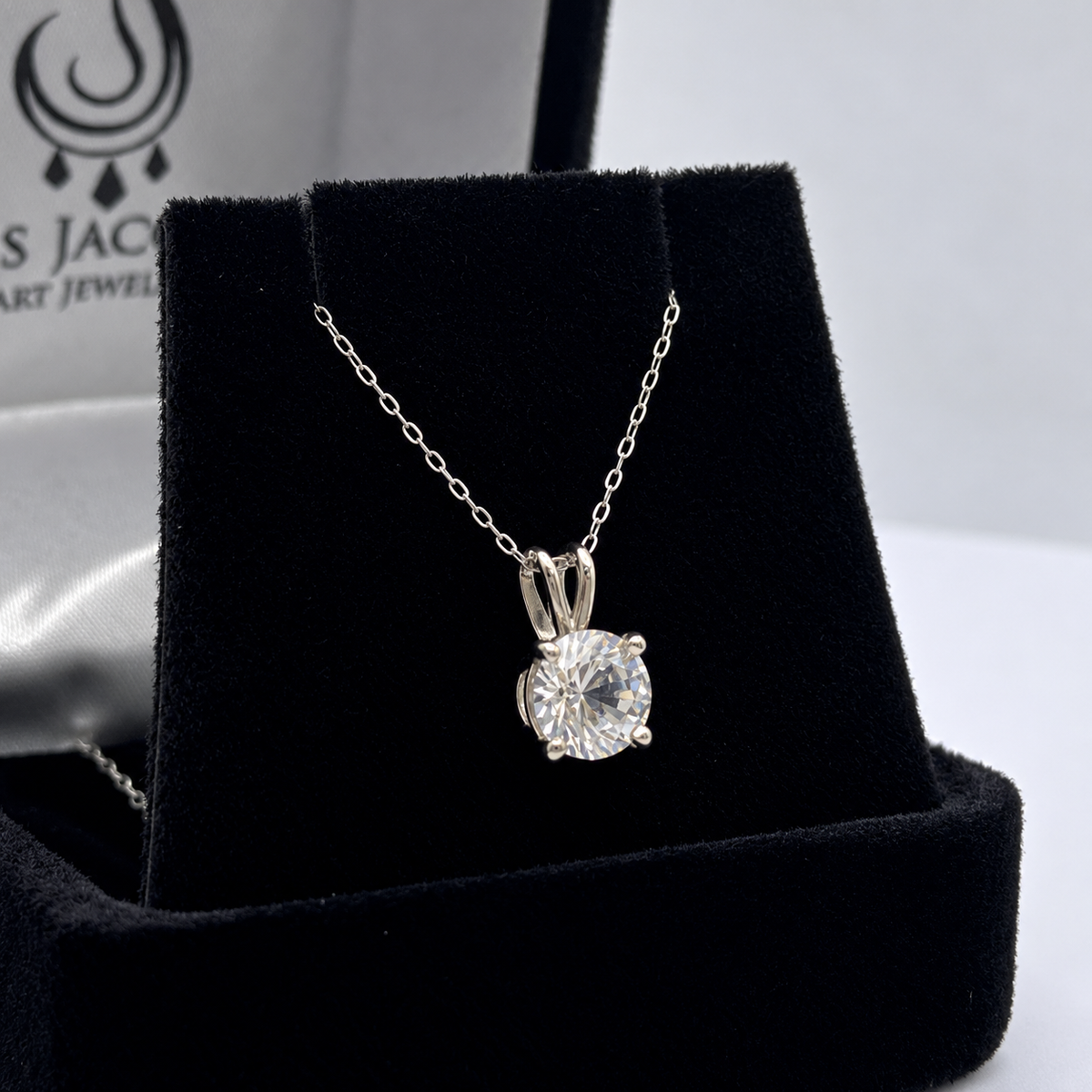 1ct White Sapphire Solitaire Pendant Necklace