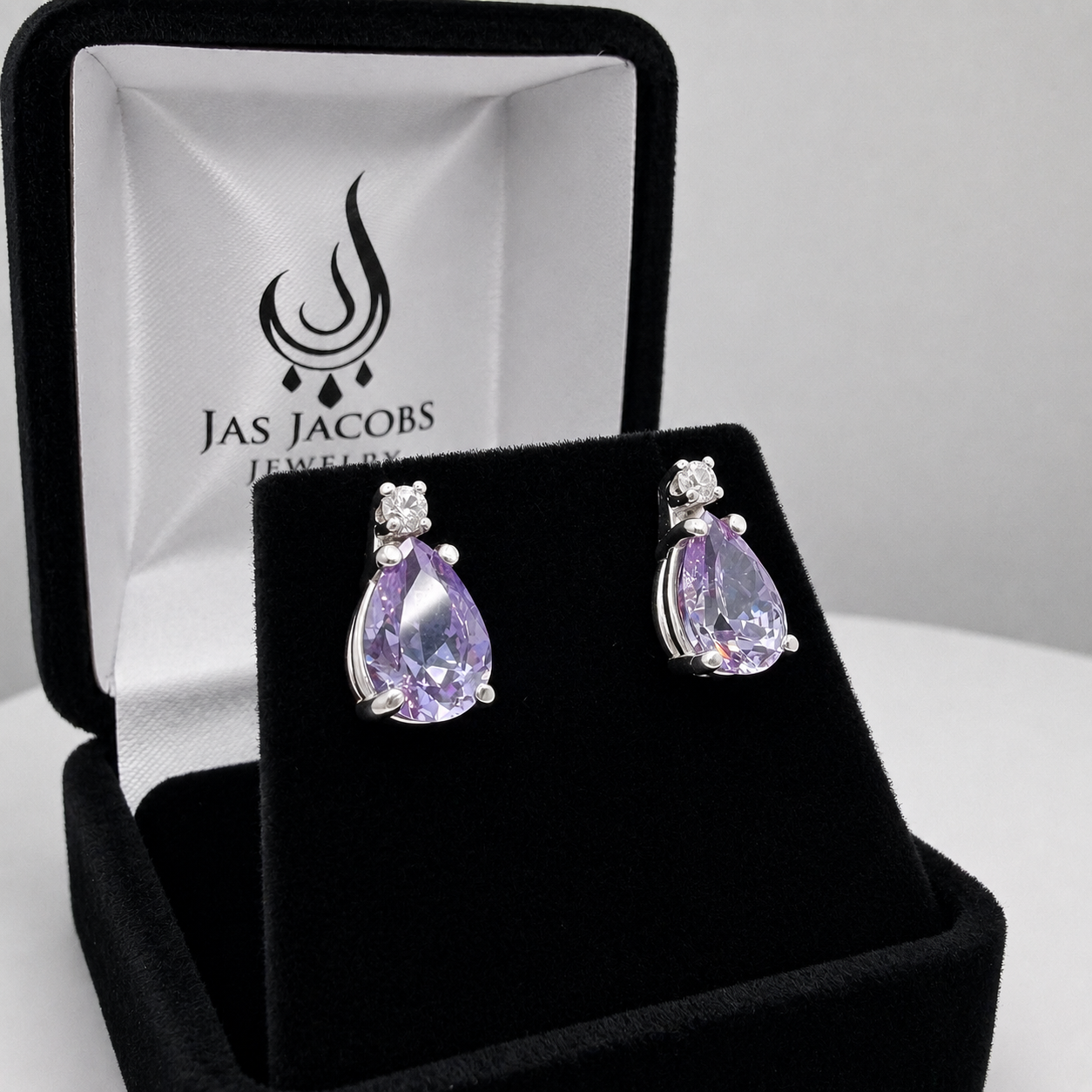 11ctw Pear Cut Lavender Cubic Zirconia Jewelry Set | White Sapphire Accents