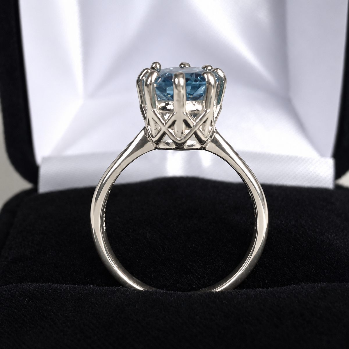3.5ct Oval Sky Blue Topaz Ring – Art Deco Woven Crown Setting