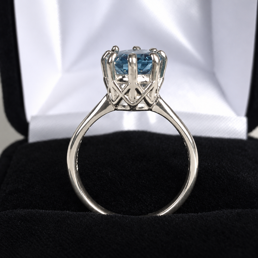 3.5ct Oval Sky Blue Topaz Ring – Art Deco Woven Crown Setting