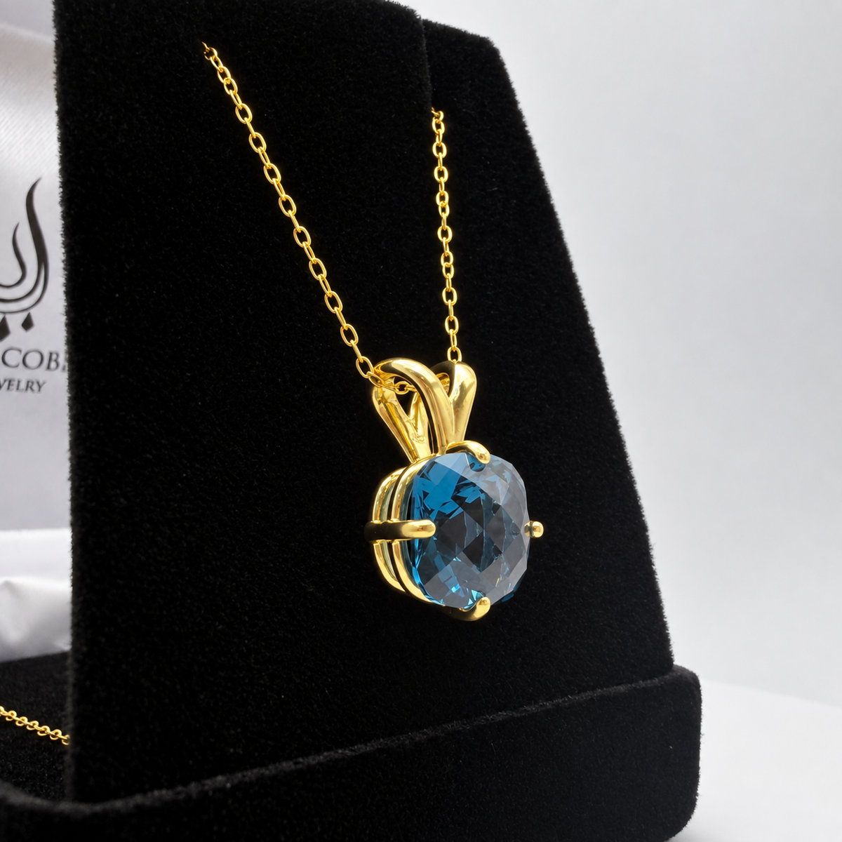 4ct London Blue Spinel Cushion Cut Pendant Necklace