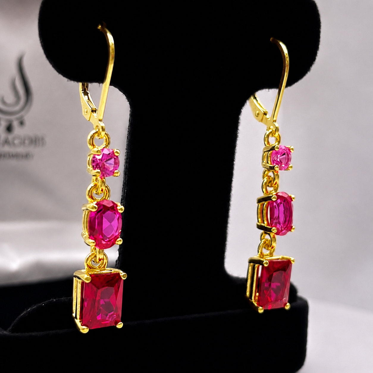 5ctw Multi Cut Cascading Pink Sapphires and Ruby Earrings