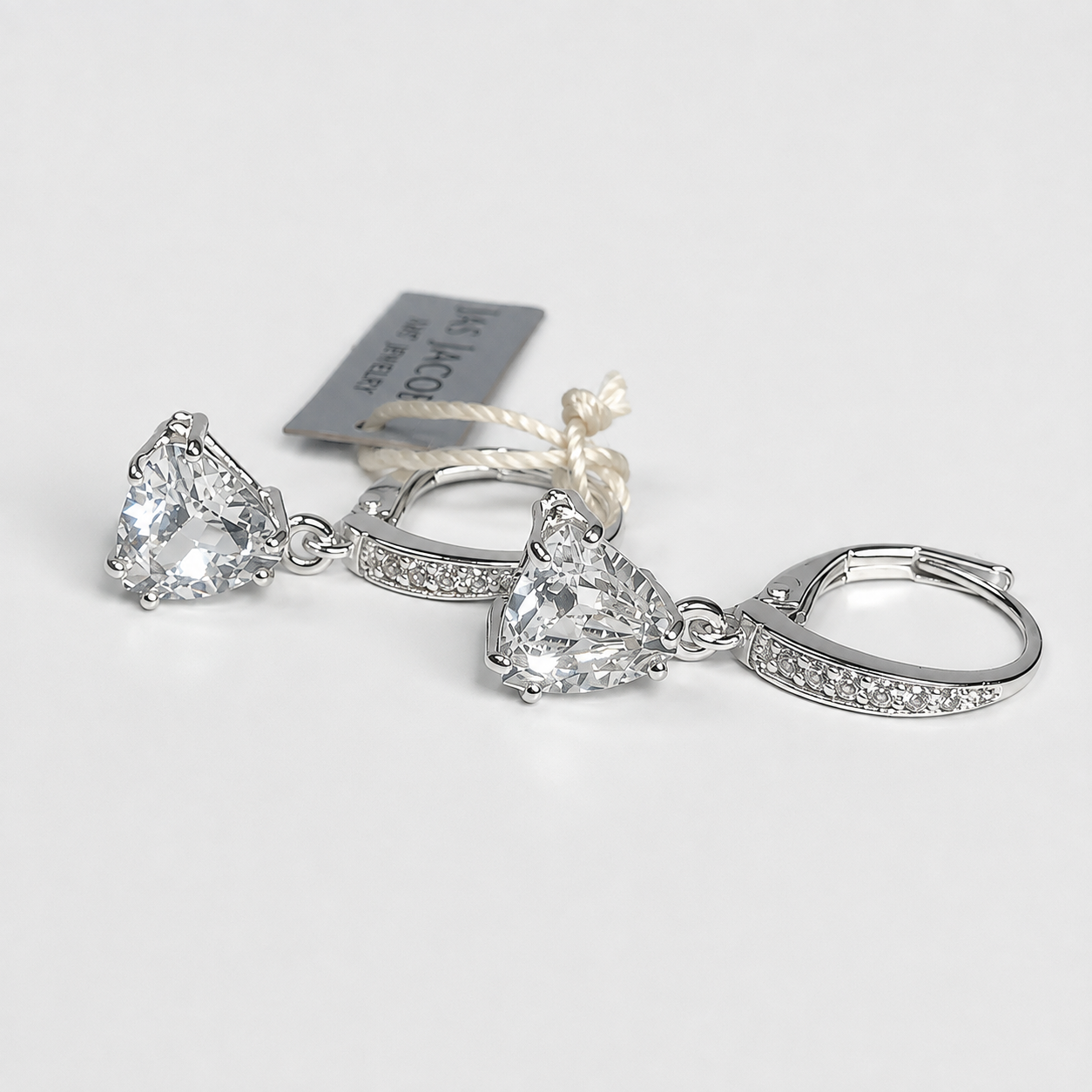 4 CTW White Topaz Trillion Drop Earrings
