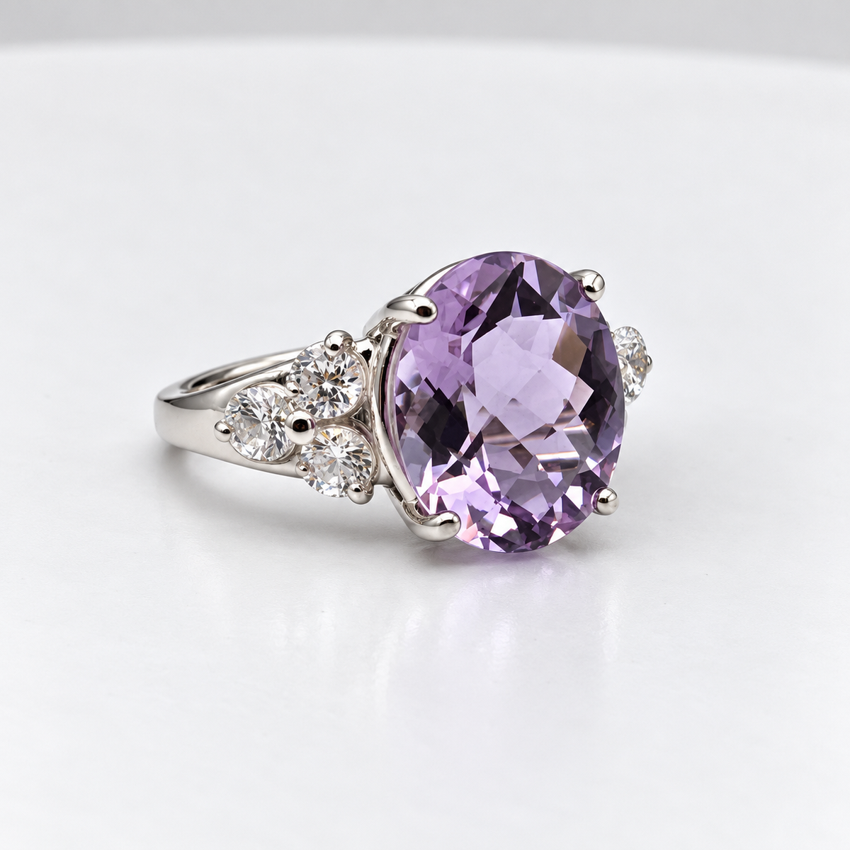 Rose de France Amethyst Ring with White Sapphire Accents