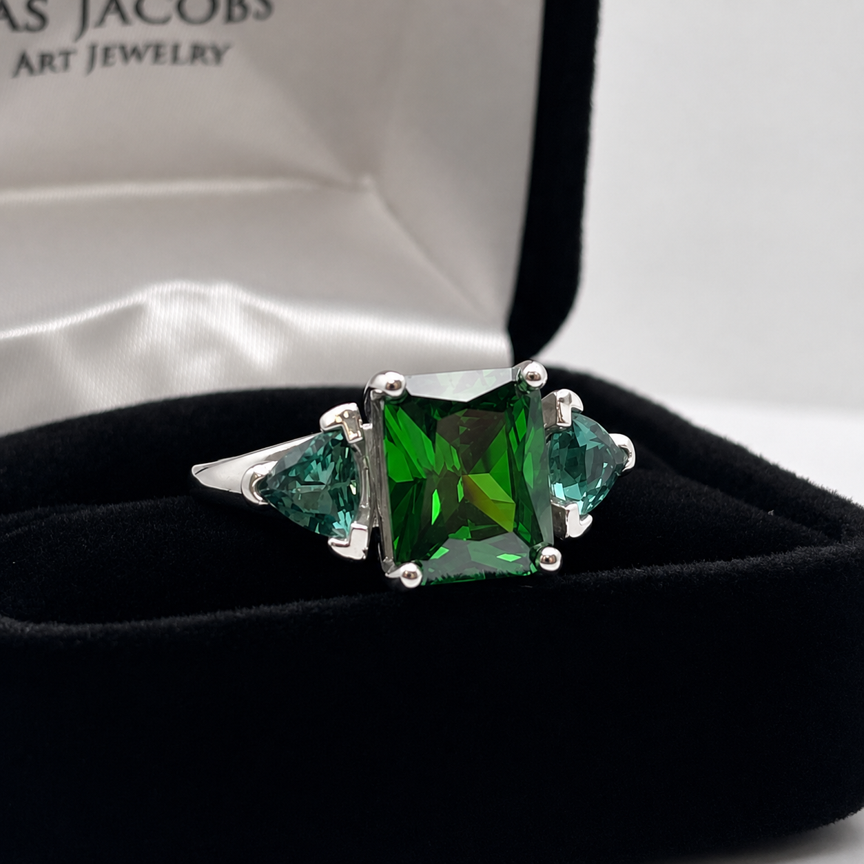 4 CTW Emerald & Green Quartz Three Stone Ring