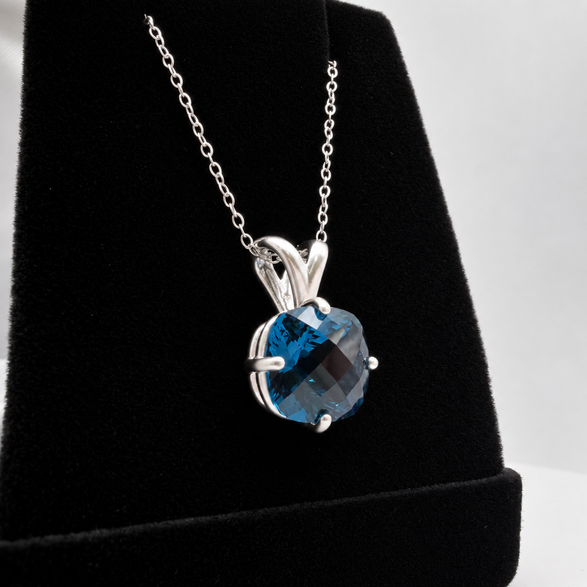 4ct London Blue Spinel Cushion Cut Pendant Necklace