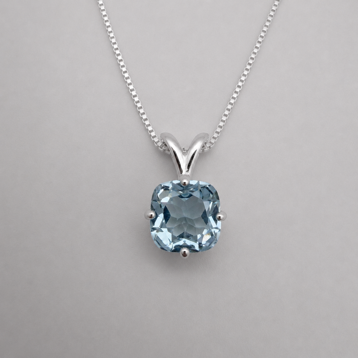 2.5ct Checkerboard Cushion Sky Blue Topaz Pendant Necklace