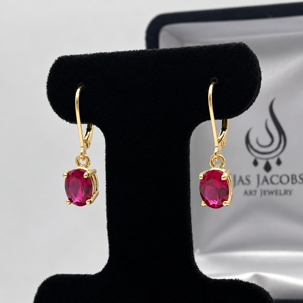3ctw Oval Cut Ruby Leverback Earrings