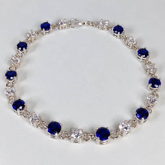 Blue & White Sapphire Tennis Bracelet – Custom Size 9.3–12ctw