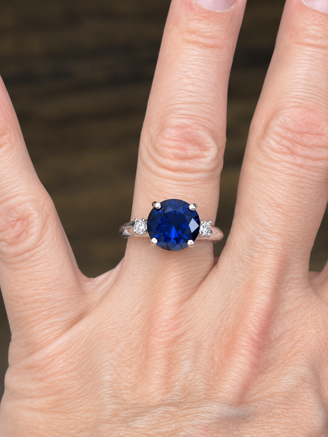 4.5ct Round Blue Sapphire & White Sapphire Statement Ring