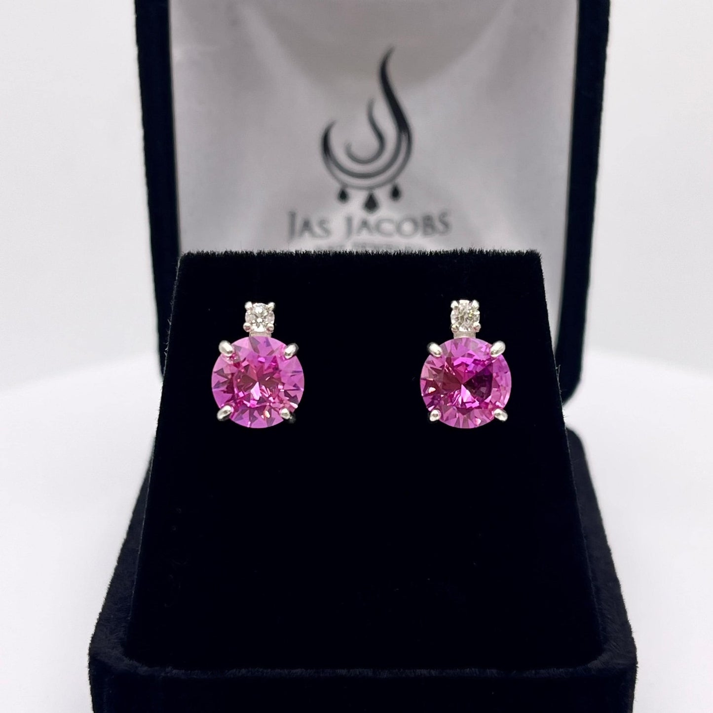 4ctw Brilliant Cut Pink Sapphire Earrings Stud with accents Jewelry Gift September Birthstone