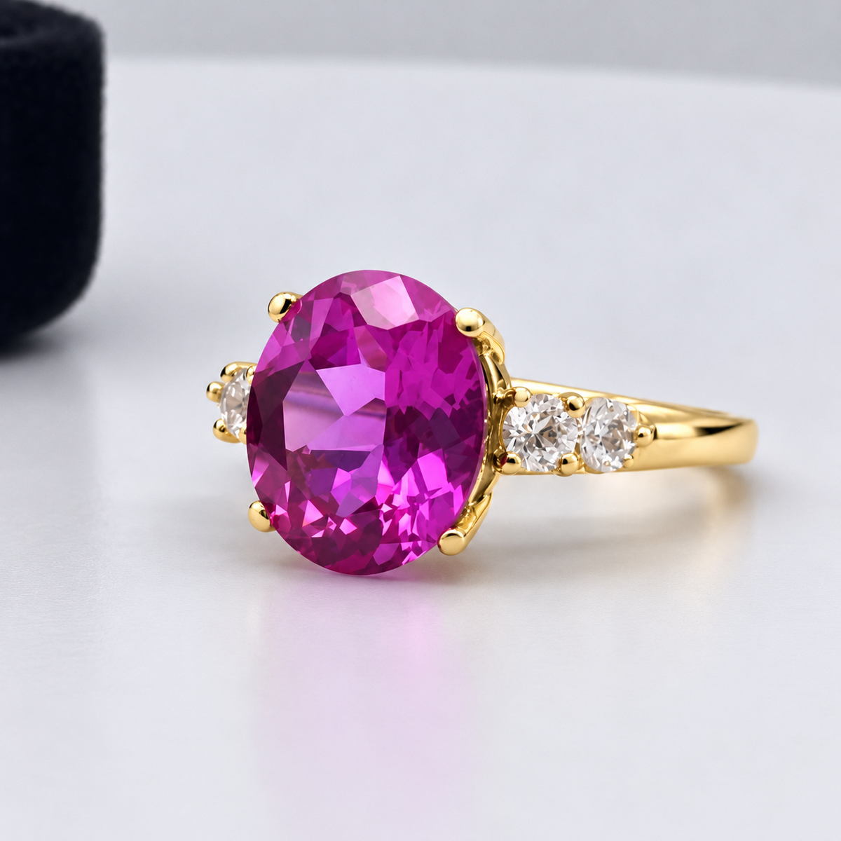 5.6ctw Oval Pink Sapphire & White Sapphire Statement Ring
