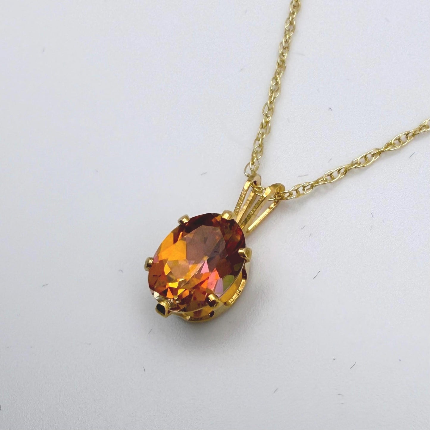 2ct Oval Sunset Topaz Necklace in 14k Yellow Gold Filled
