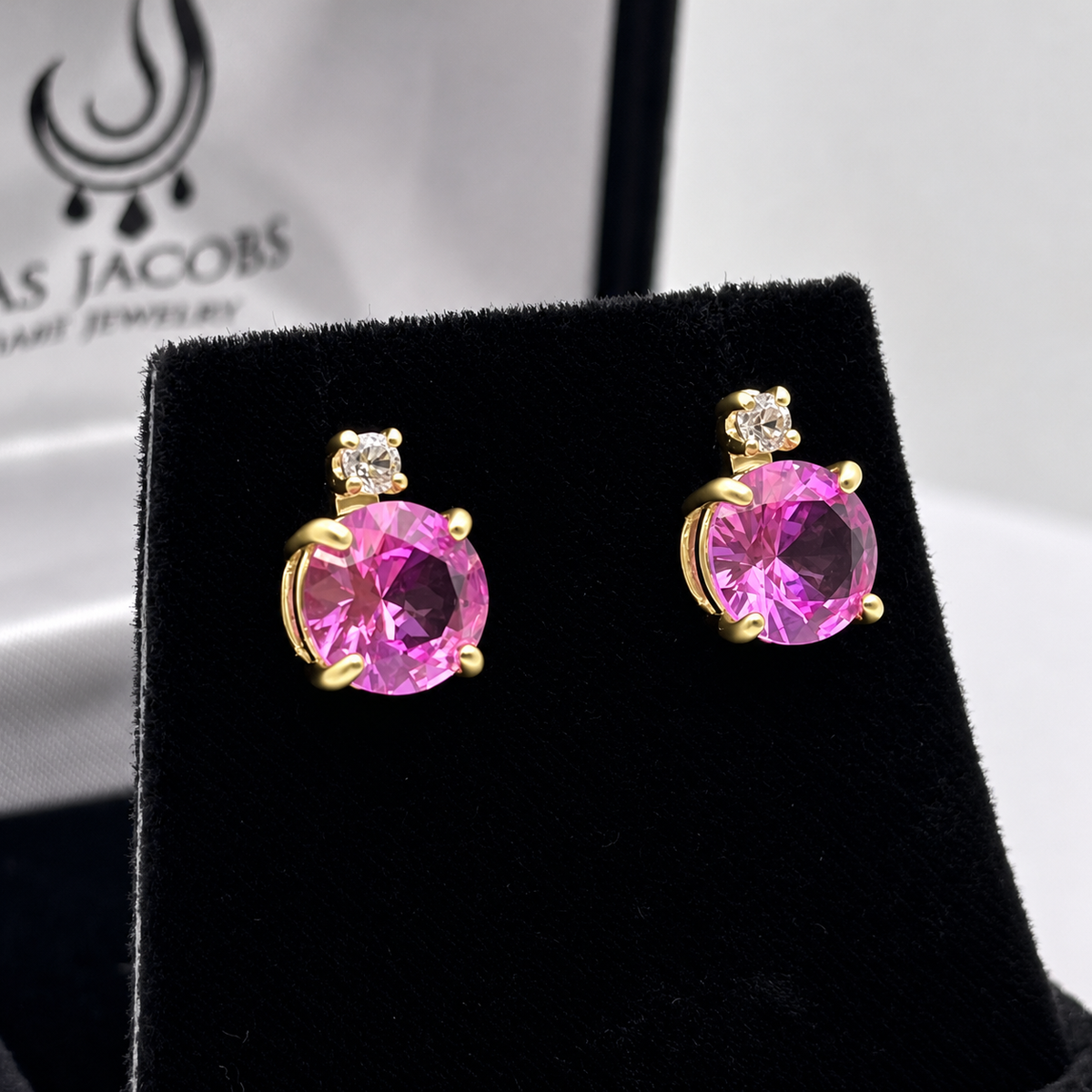 4ctw Brilliant Cut Pink Sapphire Earrings with White Sapphire Accents