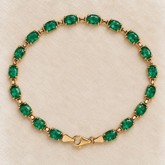 7ctw Oval Cut Emerald Tennis Bracelet