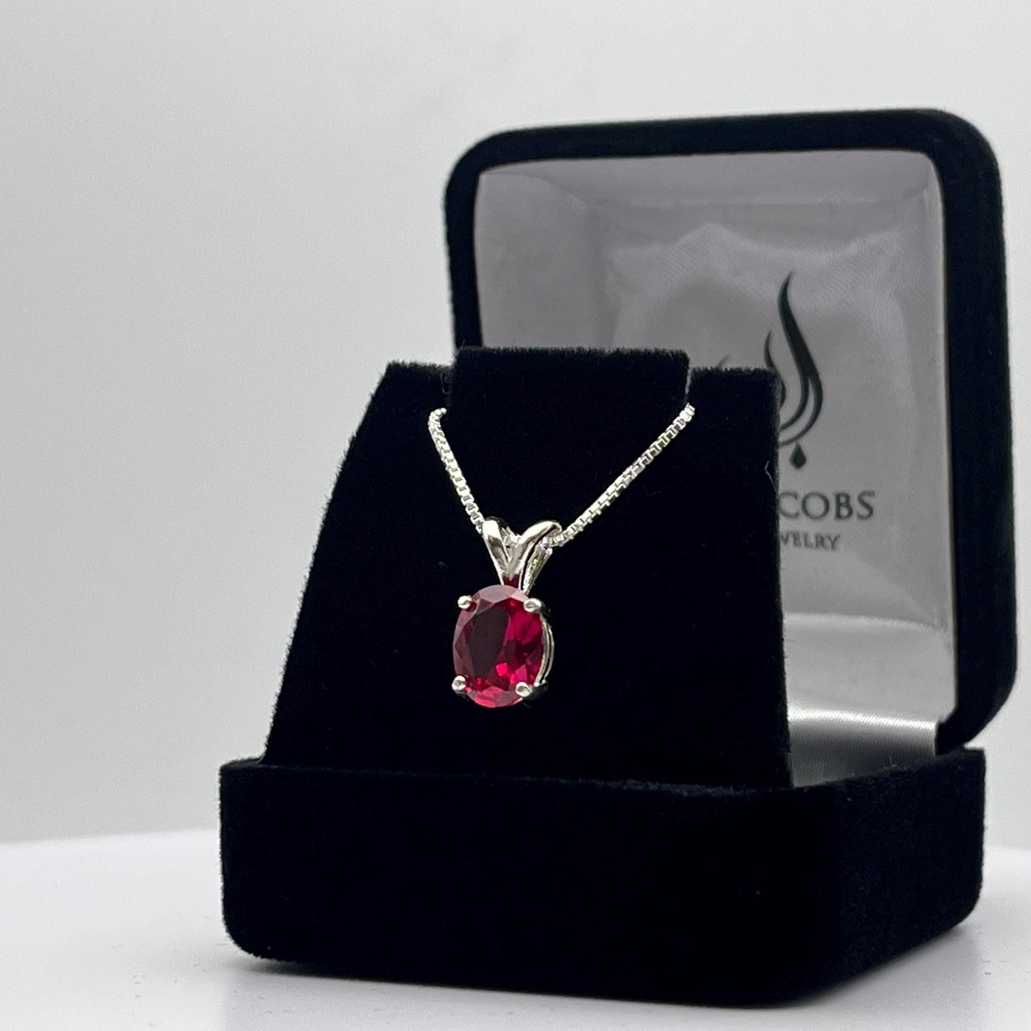 Beautiful 2ct Oval Cut Ruby Necklace Solitaire Pendant