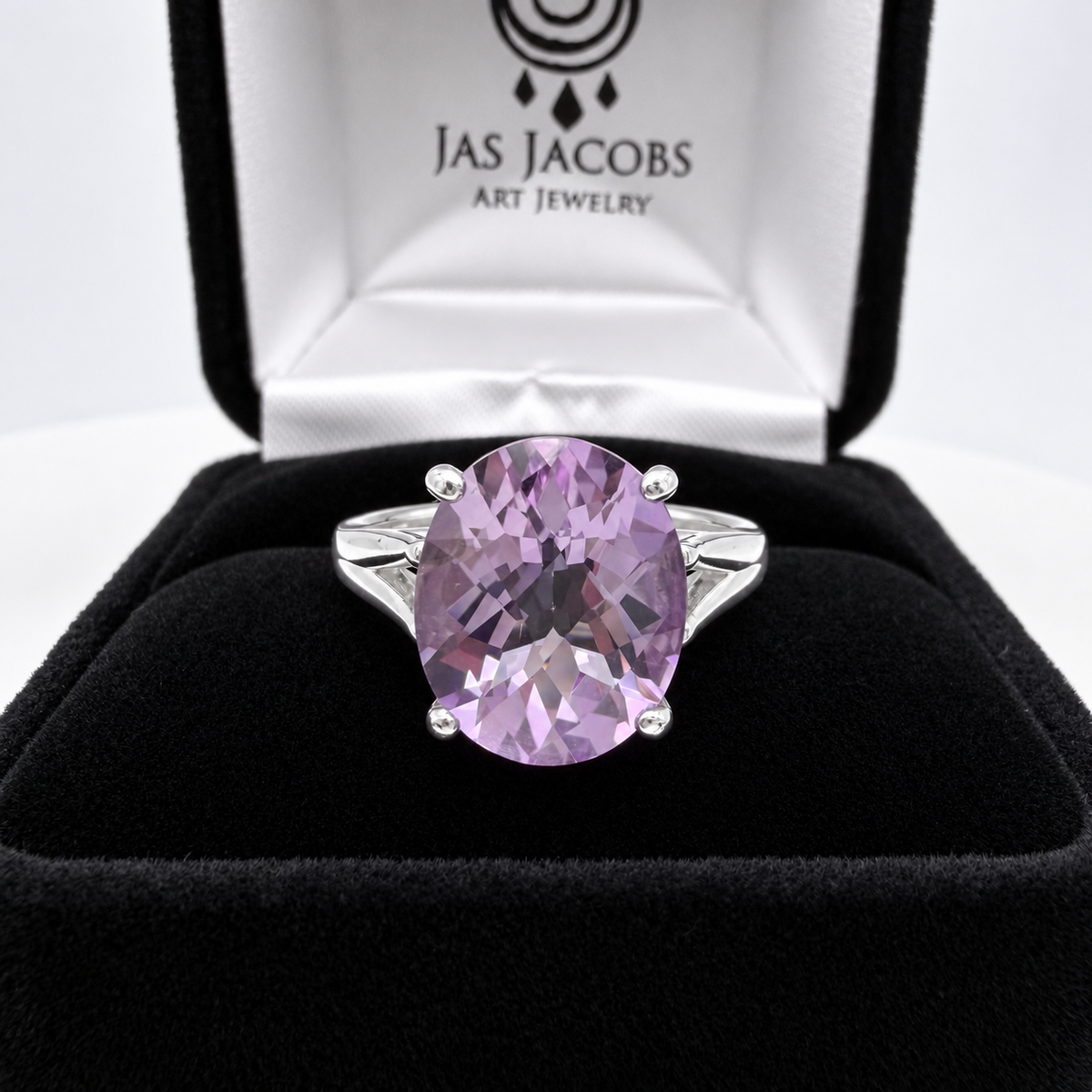 4.5ct Oval Rose de France Amethyst Ring in Sterling Silver
