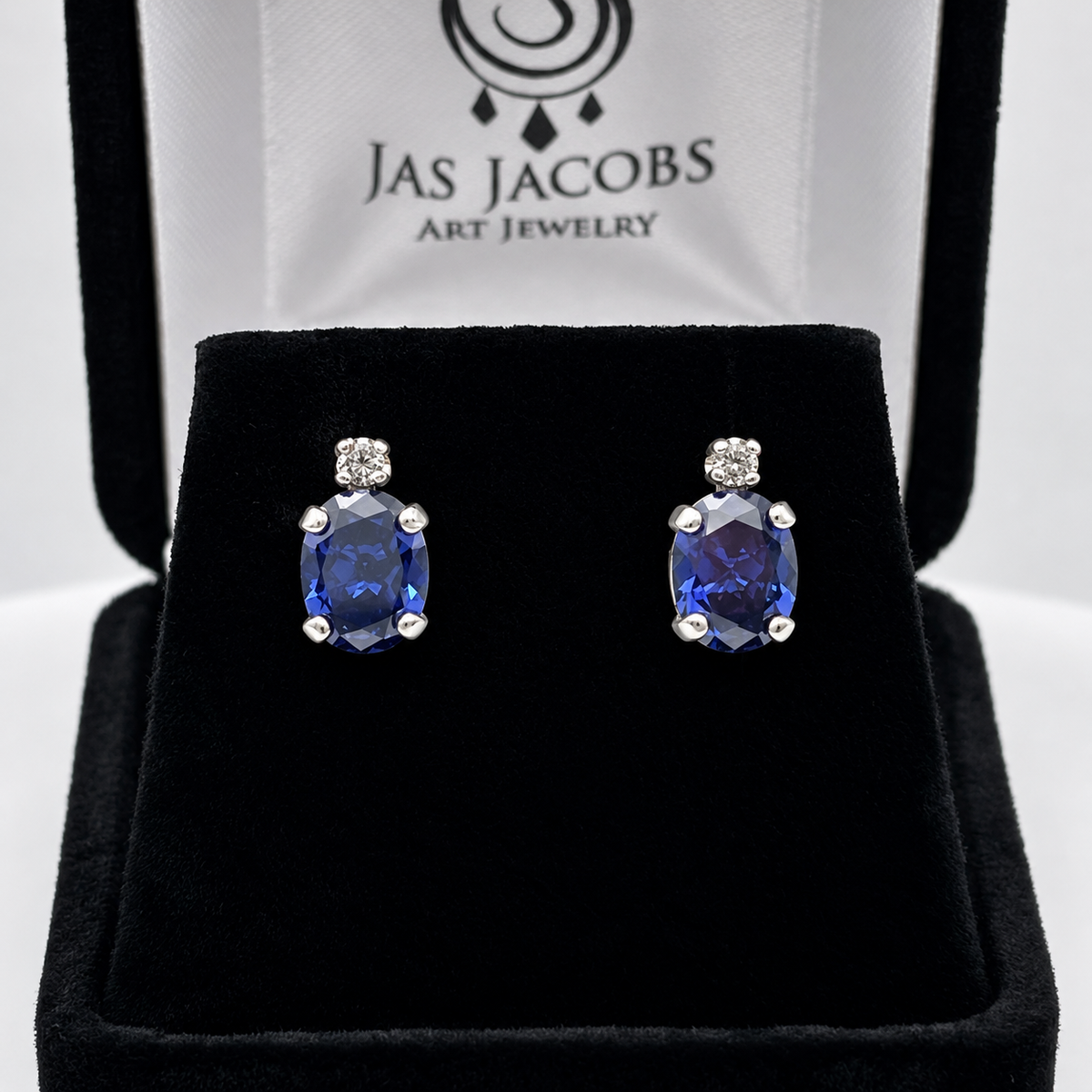 2.3ctw Oval Tanzanite & White Sapphire Stud Earrings