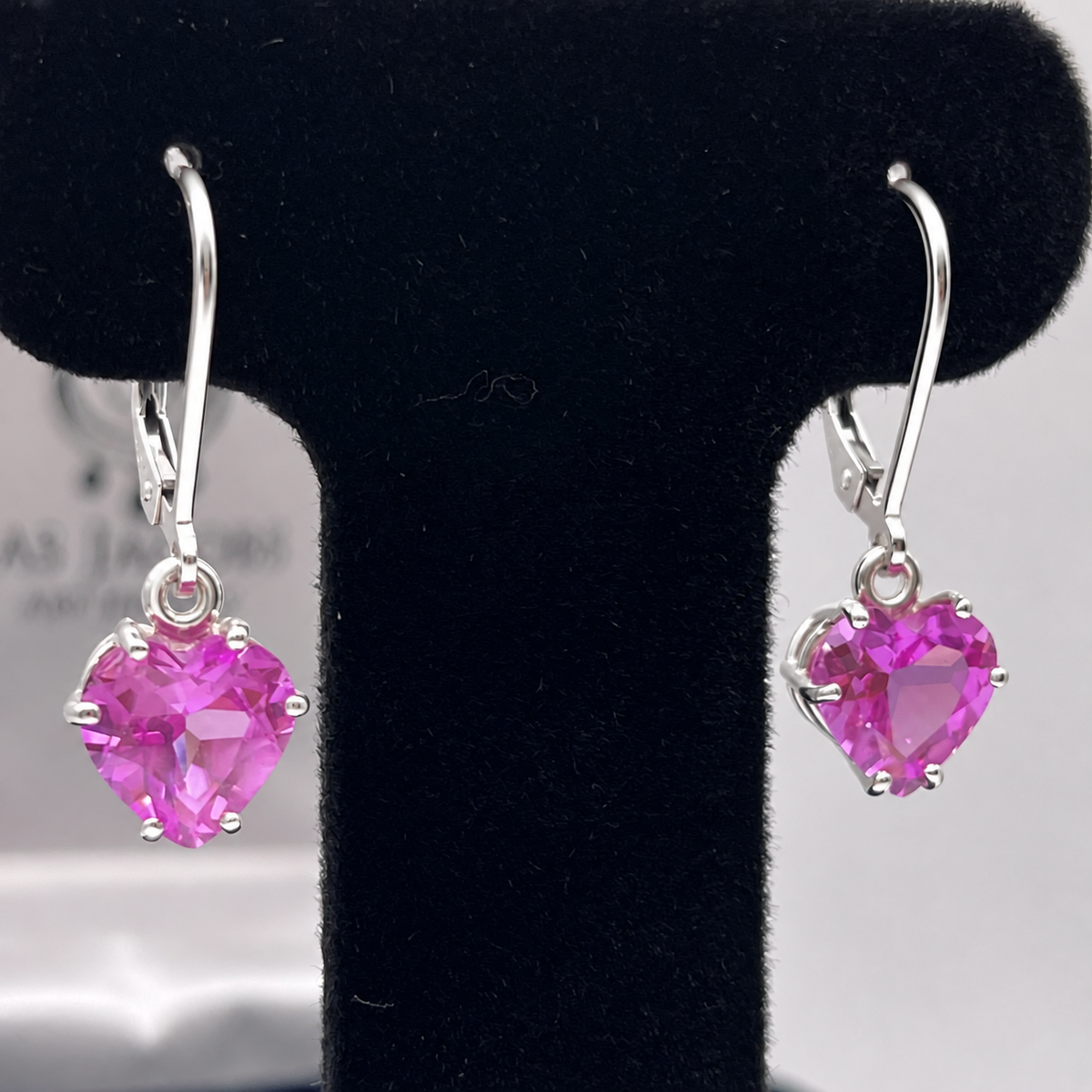 4ctw Heart Cut Pink Sapphire Dangle Earrings