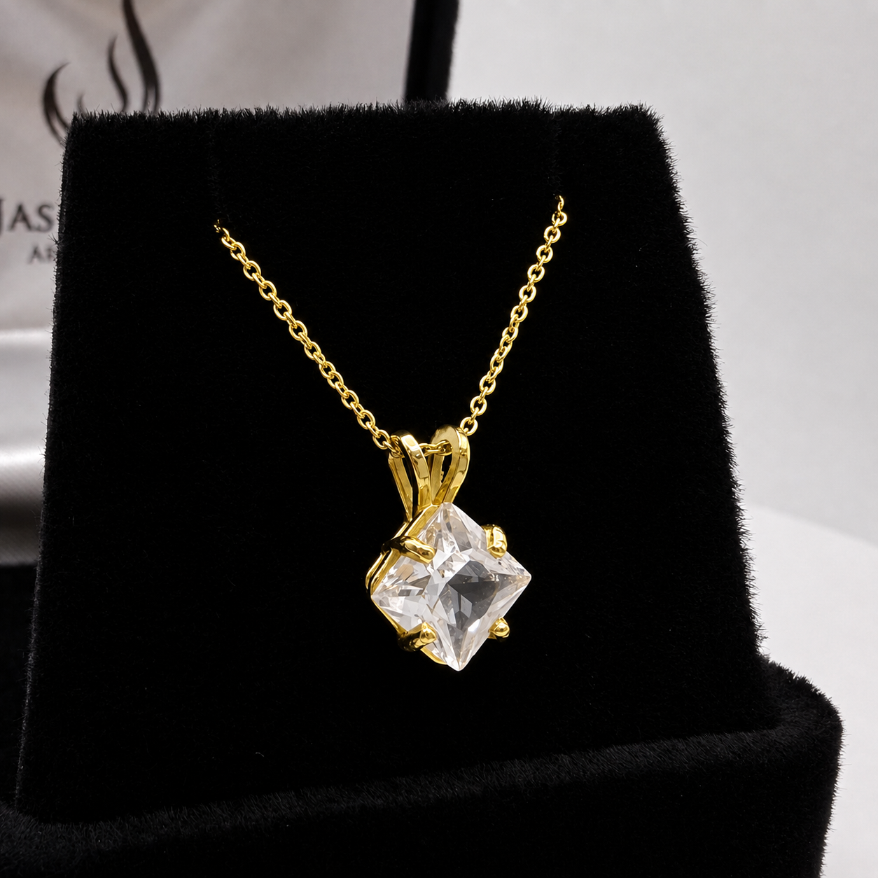 1.2 Ct Princess Cut White Sapphire Solitaire Pendant Necklace