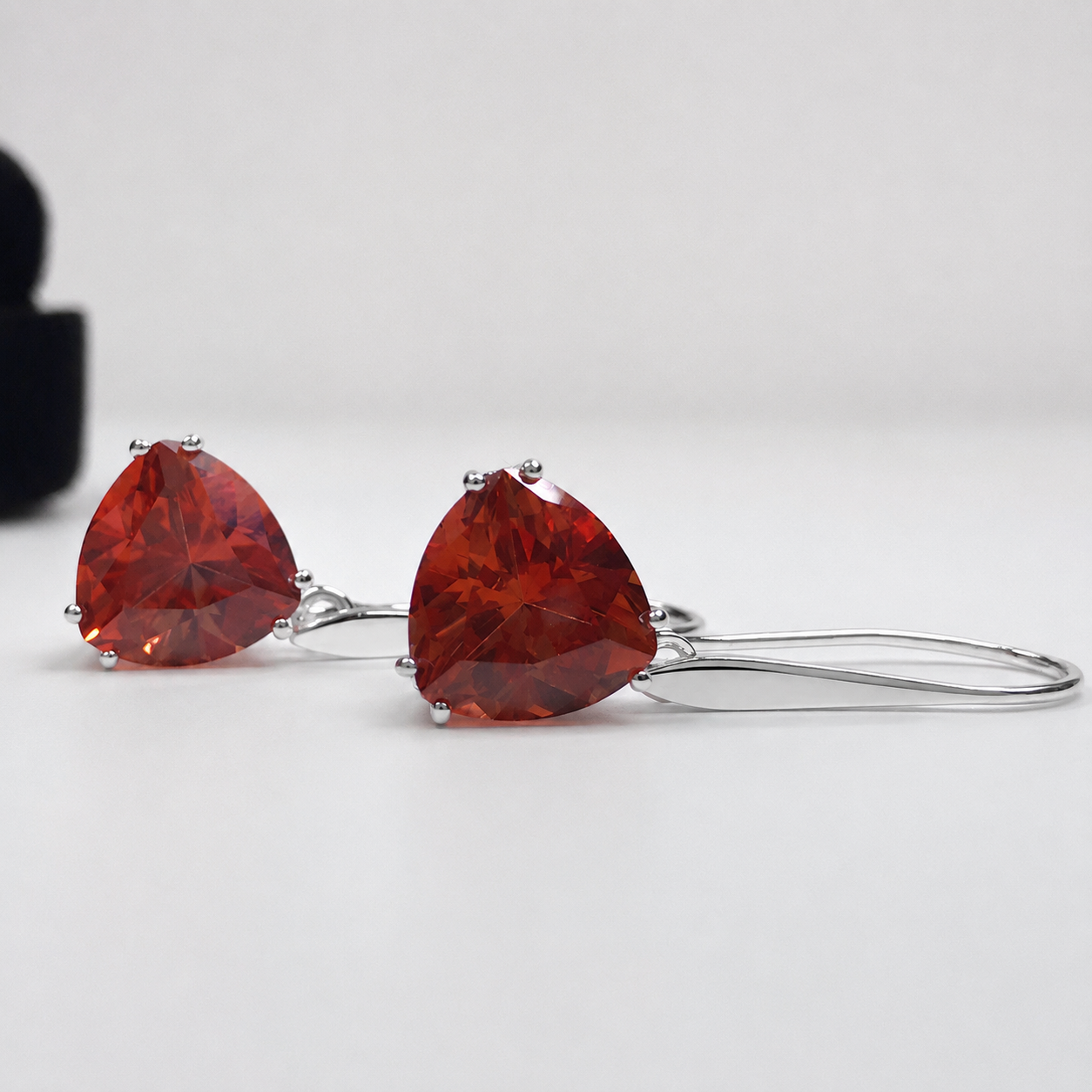 8 CTW Padparadscha Sapphire Trillion Statement Earrings