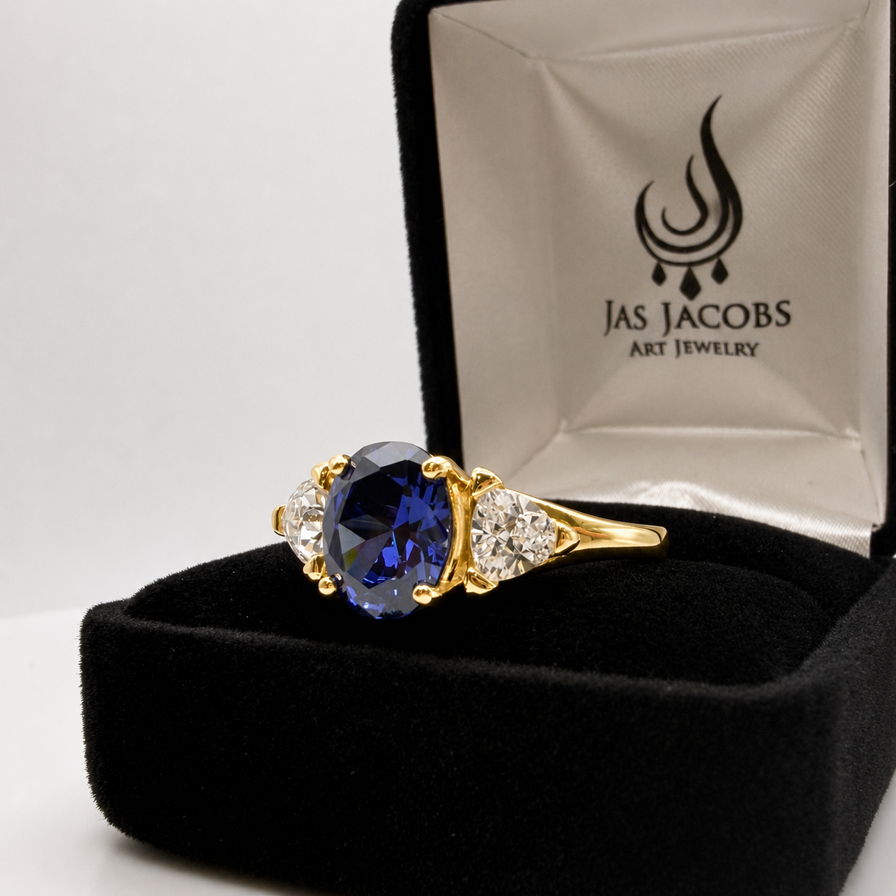 4ctw Oval Cut Tanzanite & White Sapphire Art Deco Ring