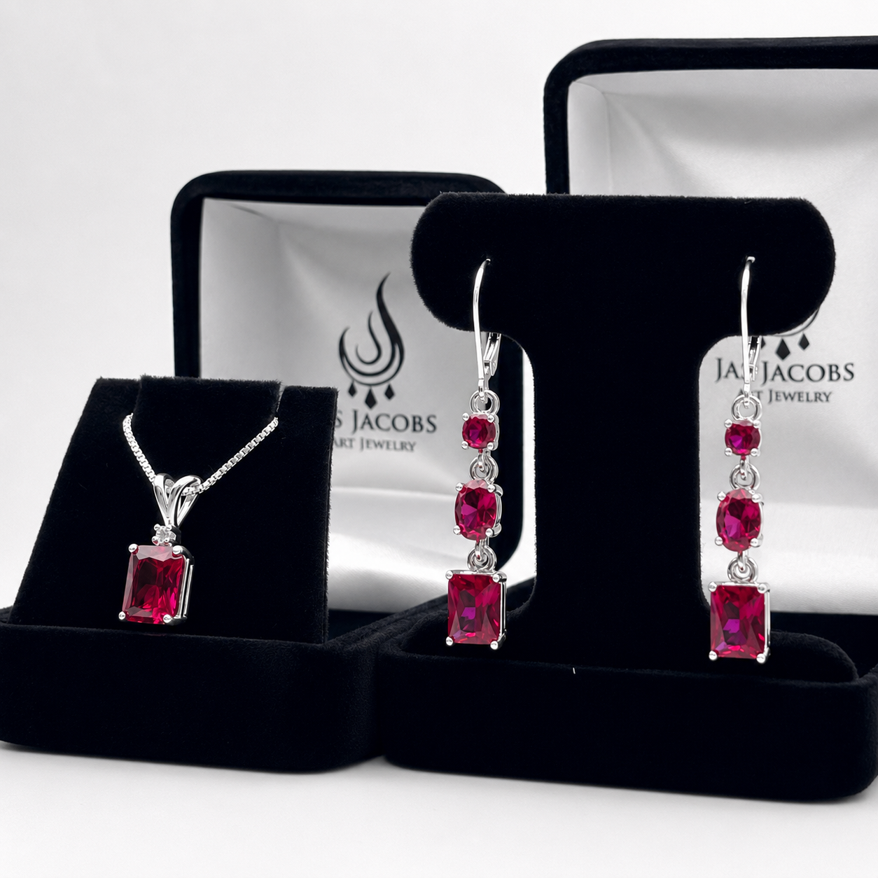 8CTW Multi Shape Ruby Jewelry Set