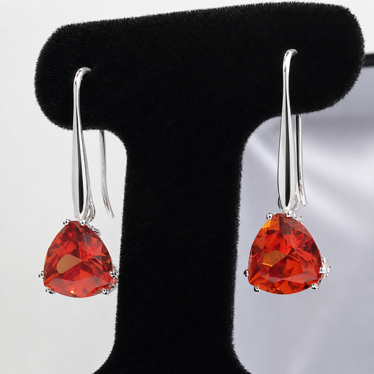8 CTW Padparadscha Sapphire Trillion Statement Earrings