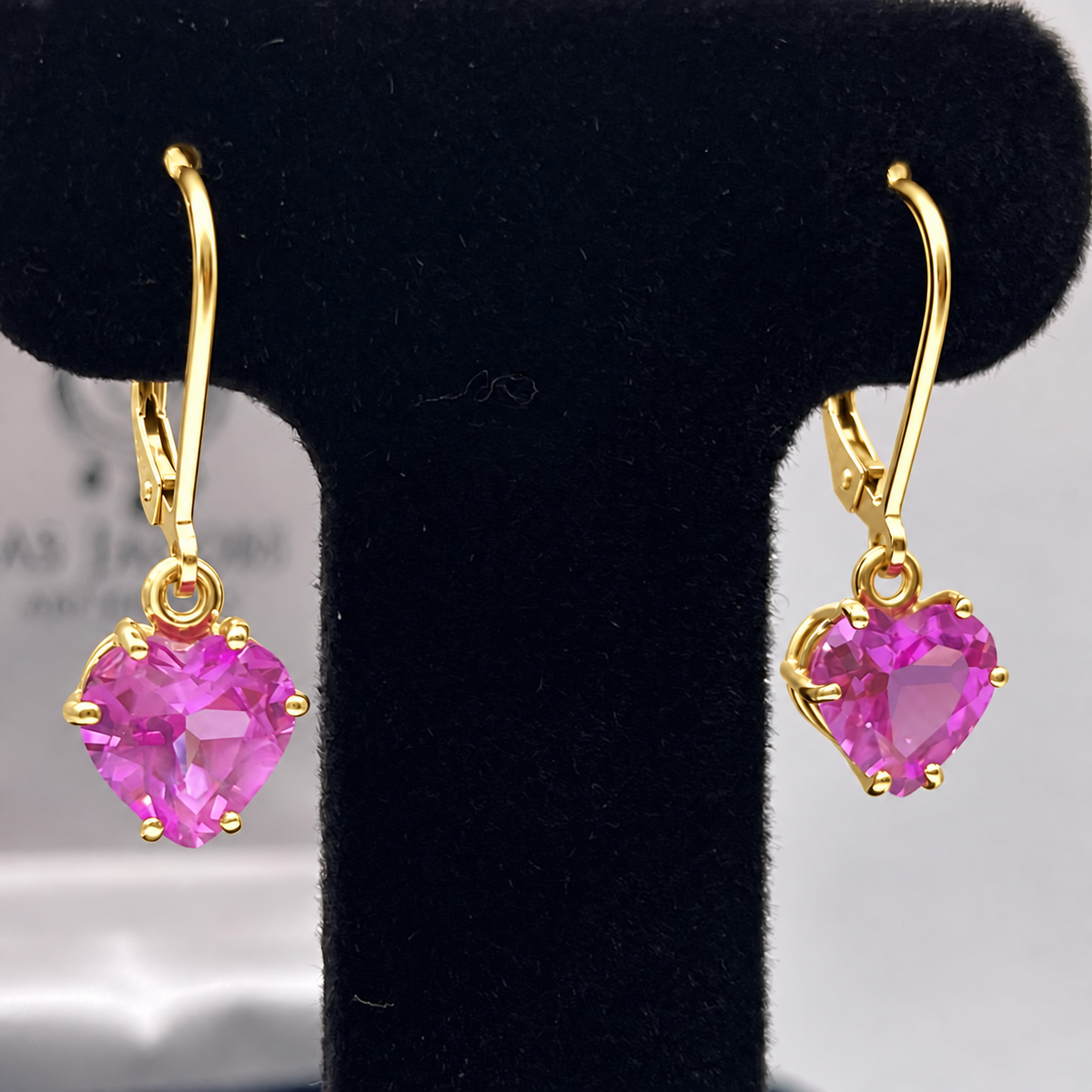 4ctw Heart Cut Pink Sapphire Dangle Earrings