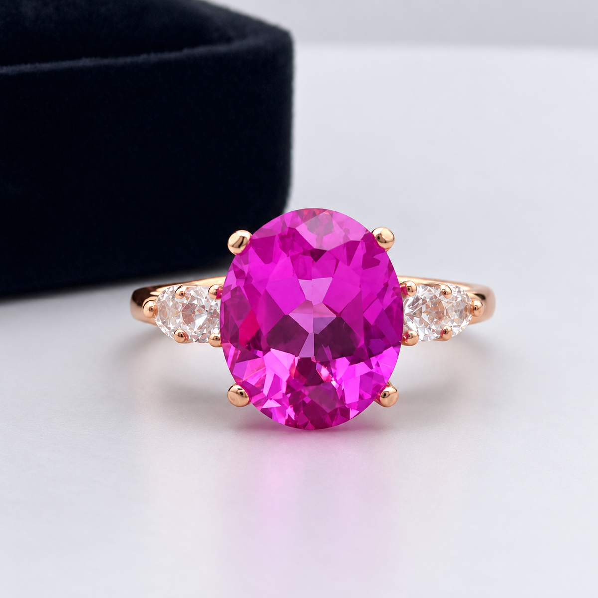 5.6ctw Oval Pink Sapphire & White Sapphire Statement Ring