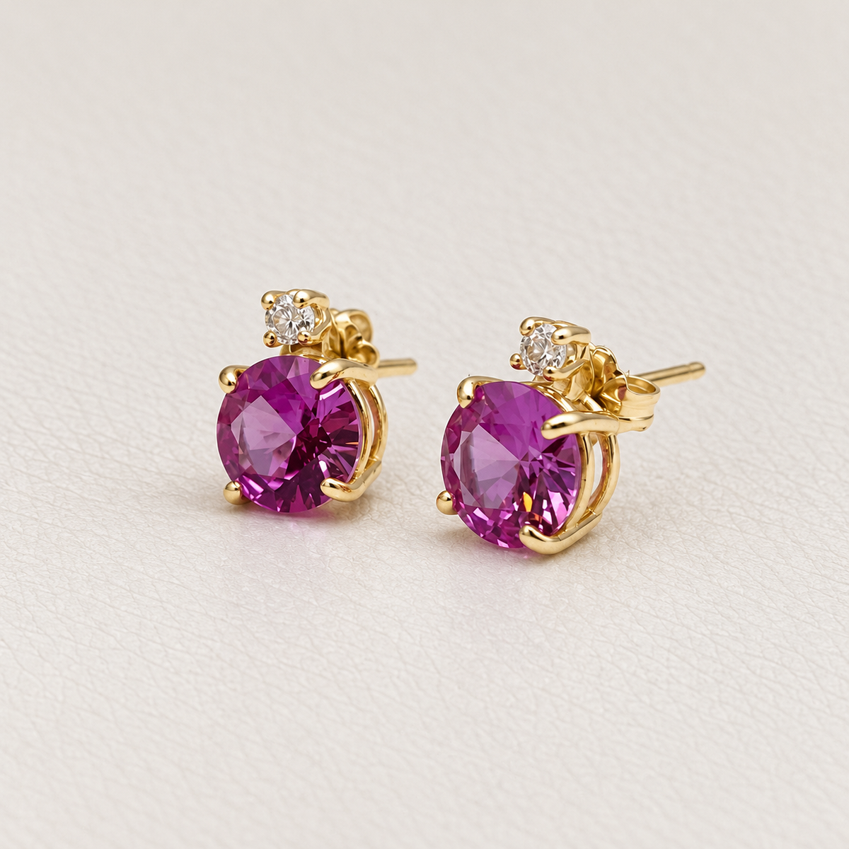 4ctw Brilliant Cut Pink Sapphire Earrings with White Sapphire Accents