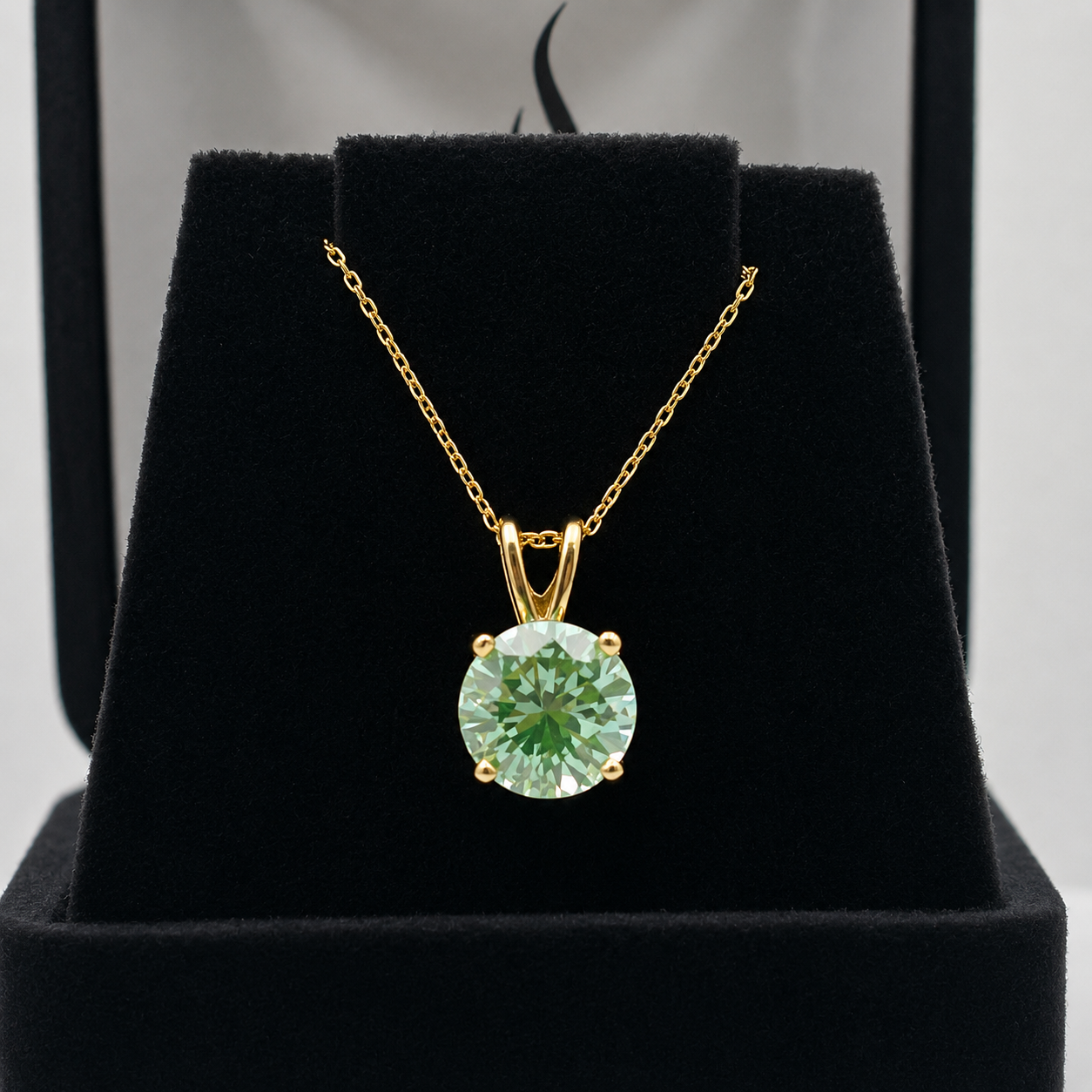 2CT Ice Green Spinel Pendant Necklace | Round Cut Solitaire | Mint Green Gemstone Necklace