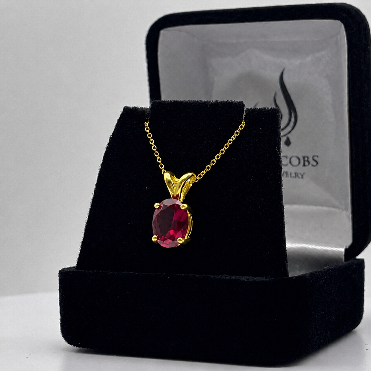 2ct Oval Cut Ruby Necklace Solitaire Pendant
