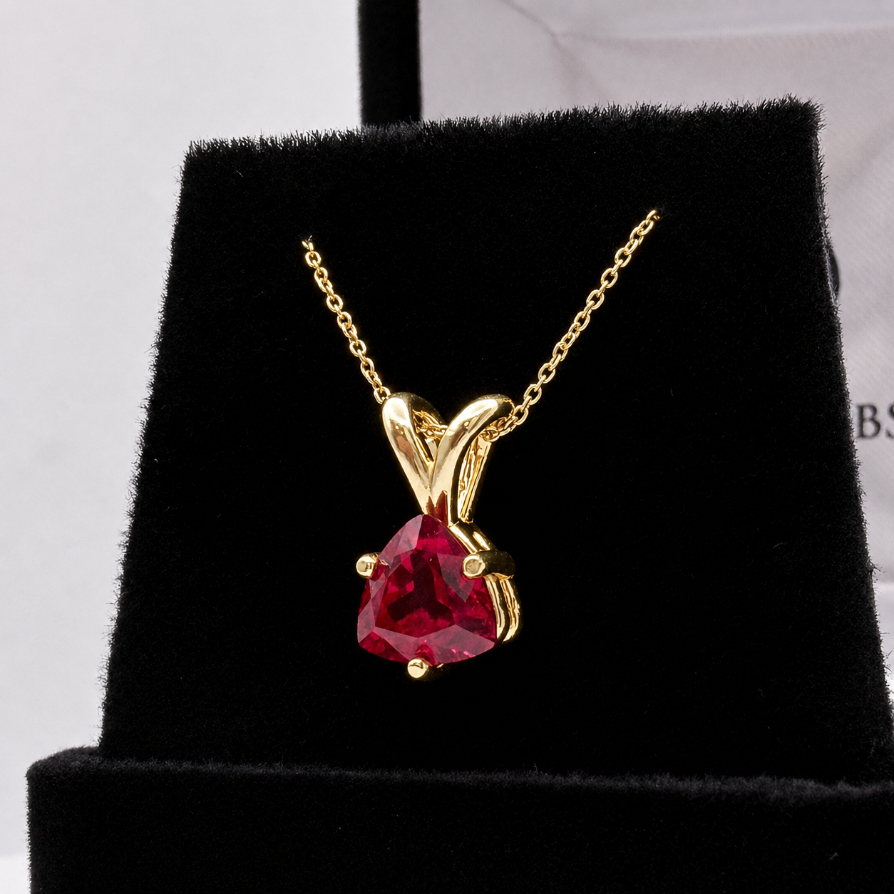 1.5ct Trillion Cut Ruby Solitaire Pendant Necklace