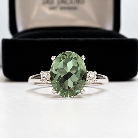 4.5ctw Natural Green Quartz & White Topaz Statement Ring