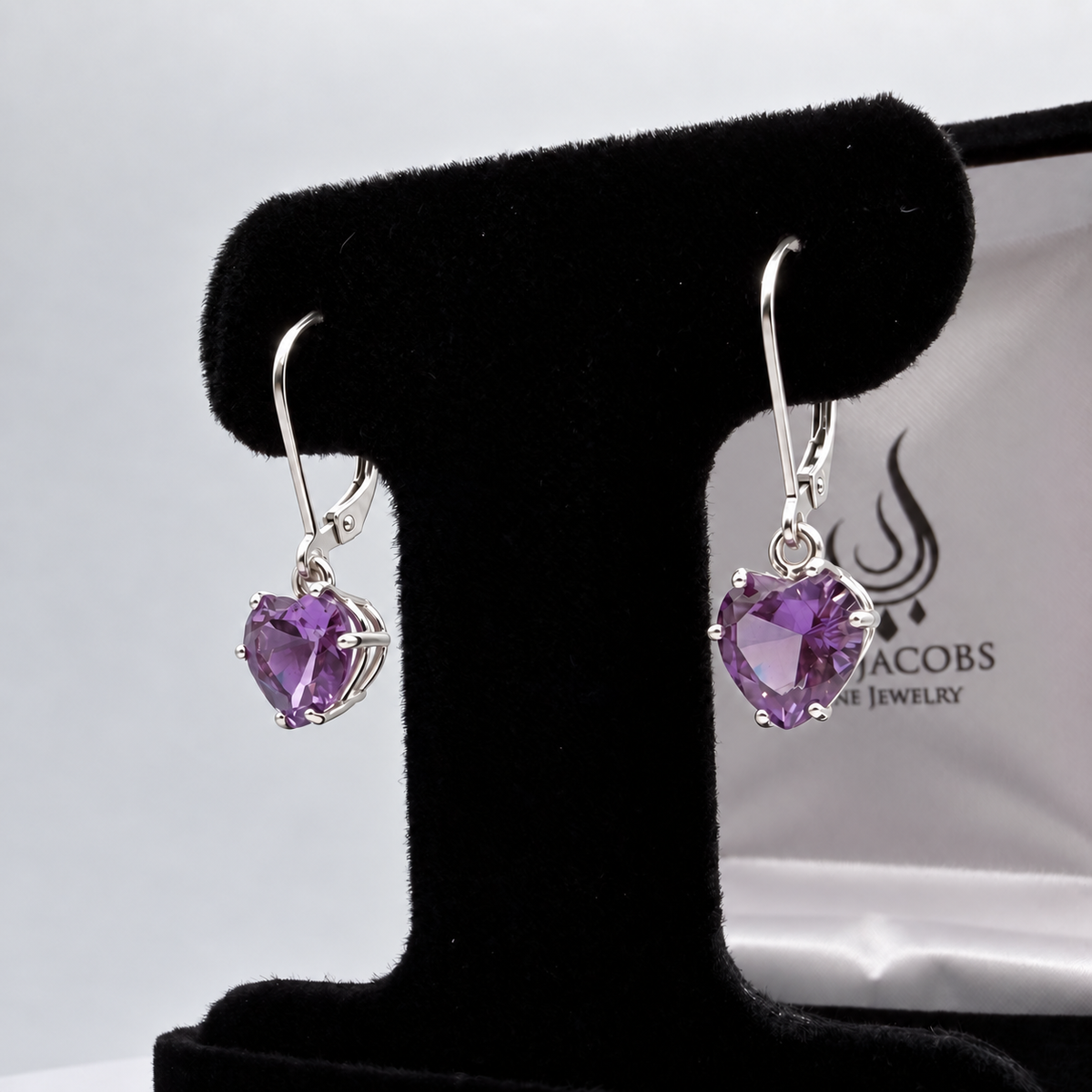 4ctw Heart Cut Color Change Alexandrite Sapphire Earrings
