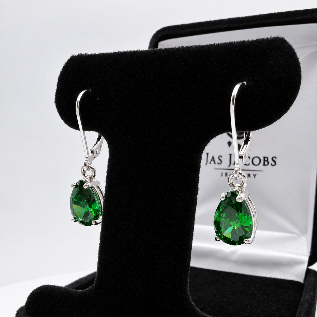 4ctw Pear Cut Emerald Drop Earrings | Solid Gold