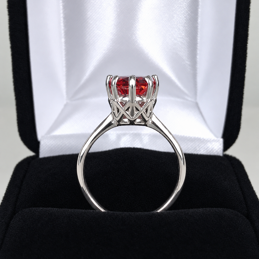 3ct Oval Cut Padparadscha Sapphire Solitaire Ring