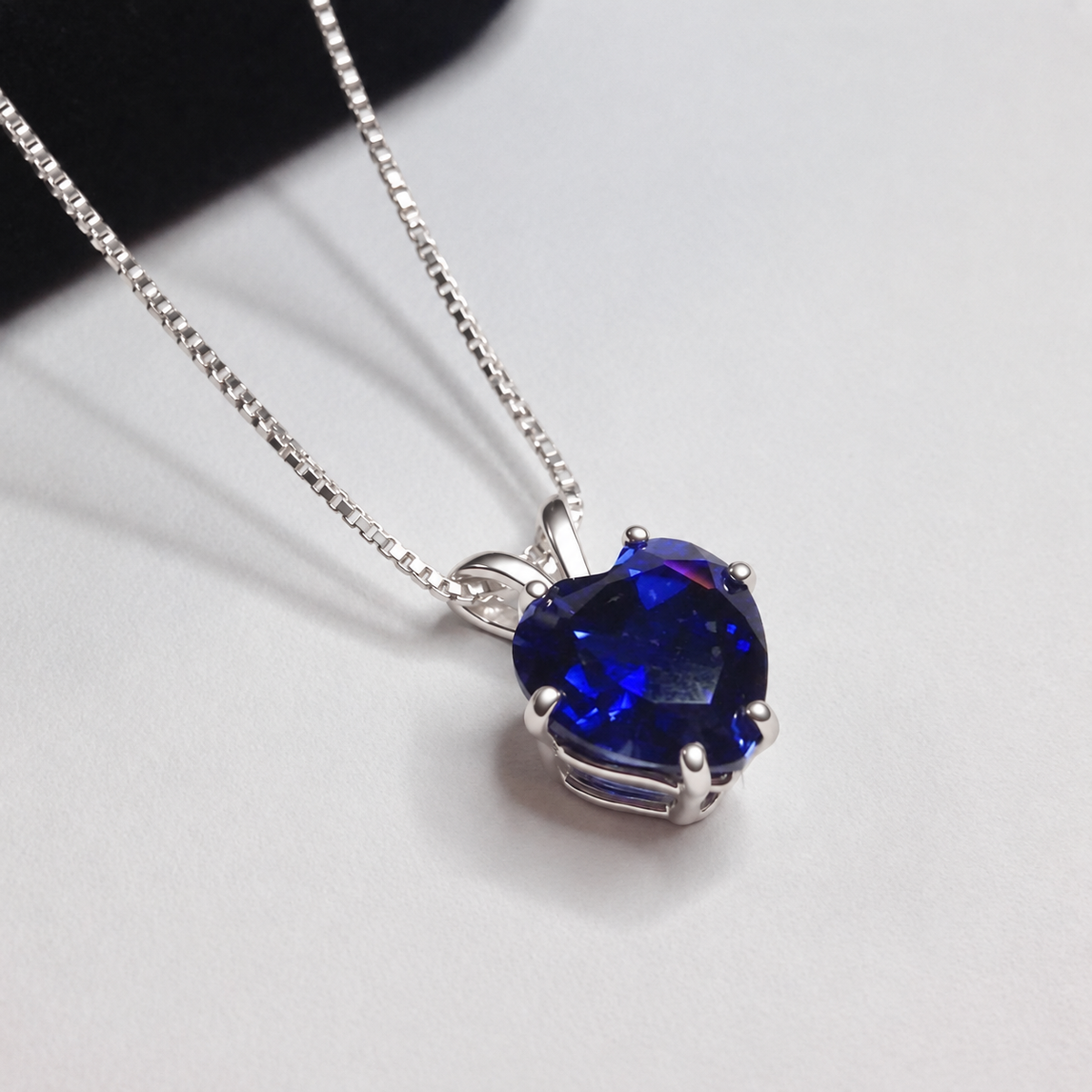 2ct Heart Cut Sapphire Pendant Necklace