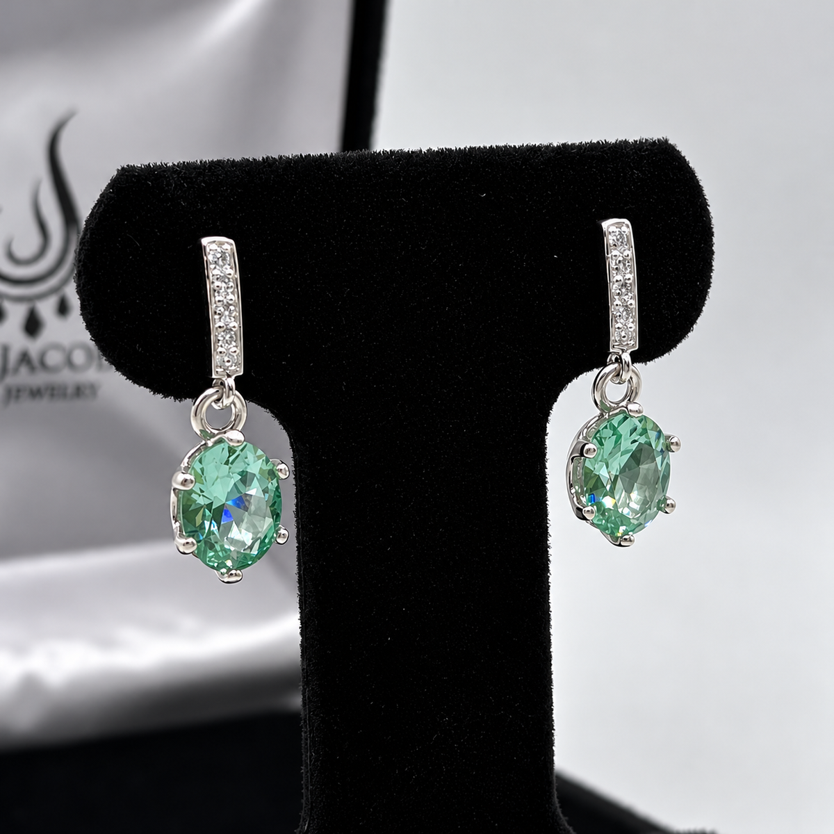 4ctw Oval Cut Seafoam Green Spinel Drop Earrings